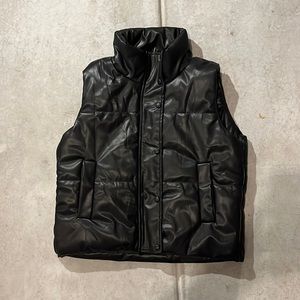 Black faux leather vest